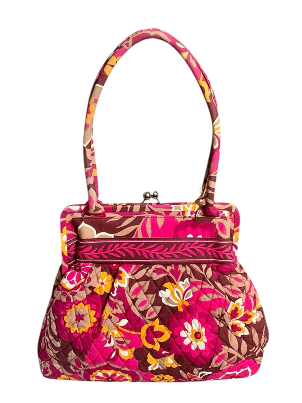 Vera Bradley Kisslock Alice Carnaby Quilted Floral Dual Handle Shoulder Bag